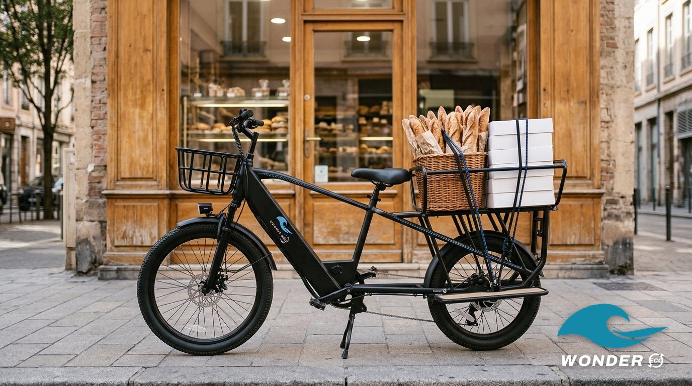 Le vélo cargo Wonder Eco au travail : boulangerie.